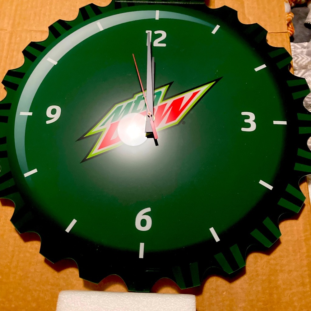 Custom shape acrylic clock MOUNTAIN DEW